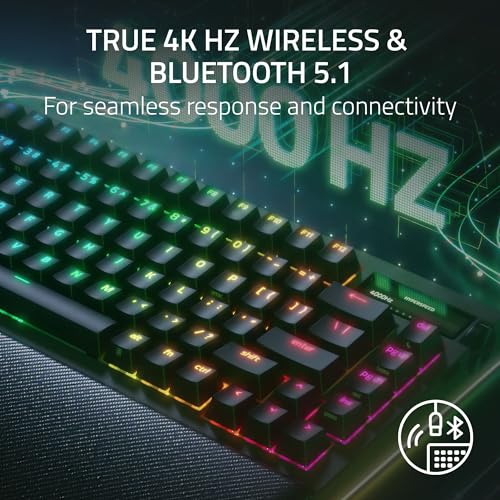 Razer BlackWidow V4 Professional 75% Wi-fi Gaming Keyboard: OLED Display screen - Real 4K Hz Wi-fi - Bluetooth Connectivity - Scorching-Swappable - Orange Tactile Switches - Command Dial -...