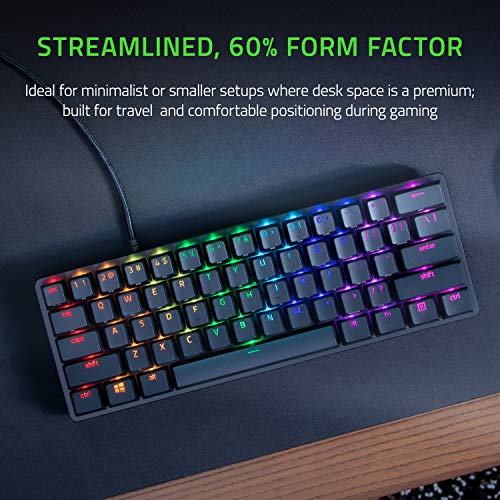 Razer Huntsman Mini 60% Gaming Keyboard: Fast-Response Clicky Optical Switches - Chroma RGB Lighting - Sturdy PBT Keycaps - Onboard Reminiscence - Snap Faucet - Black